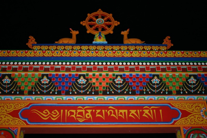 buddhism, ornate, the past, art and craft, night, place of worship, wheel, travel destinations, low angle view, building, dharma, 2K, tibetan, belief