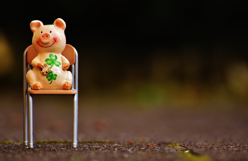 sitting, new year, food, wishes, lucky pig, no people, selective, nature, green, shamrocks, outdoors, chair, figurine, lucky clover, pig, food and drink