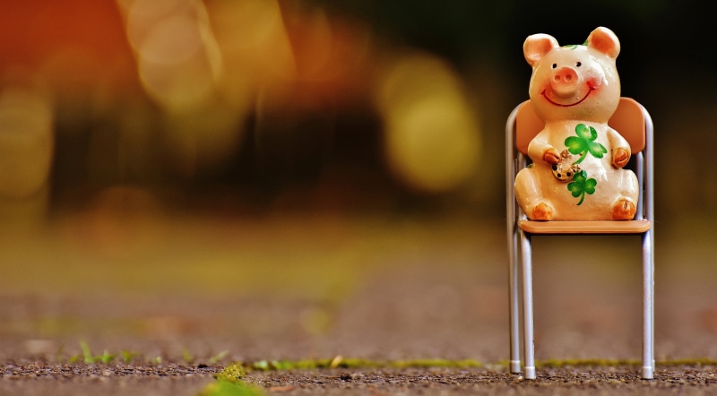 pink, focus on foreground, sit, human representation, new years day, figure, clover, animal, four leaf clover, figurine, mammal, wishes, stuffed toy, small
