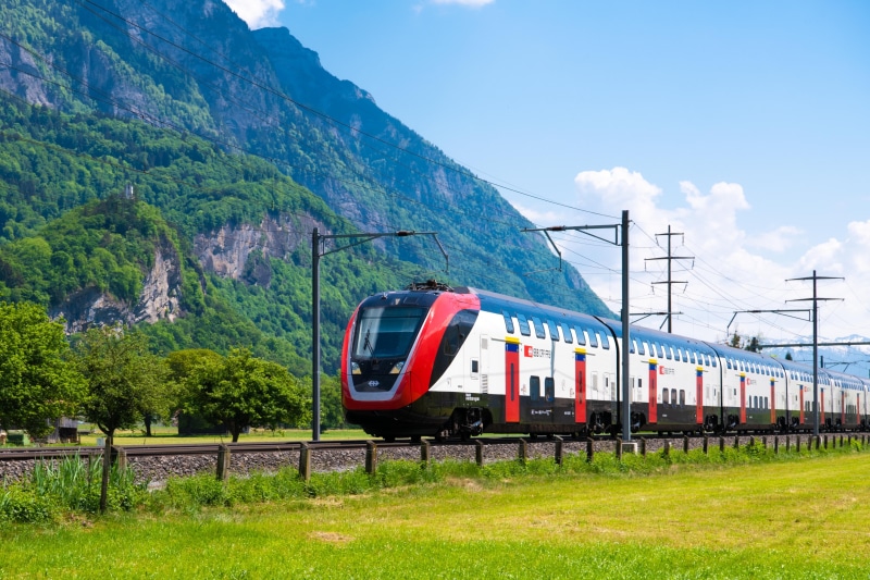 on the move, db, locomotive, travel, grass, no people, transportation, track, plant, intercity, sbb, cloud - sky, mode of transportation, public transportation