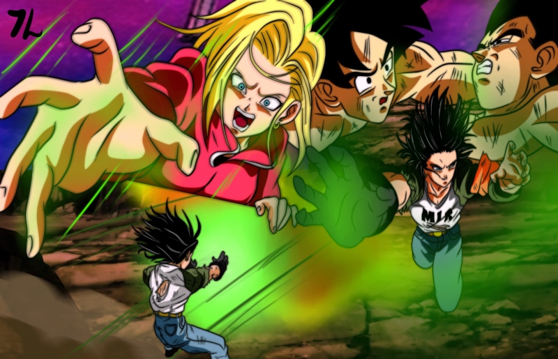 DBS, Android 17, animal wing, Vegeta, close-up, multi colored, Dragon Ball, art and craft, animal representation, flower, day, animal themes, Android 18