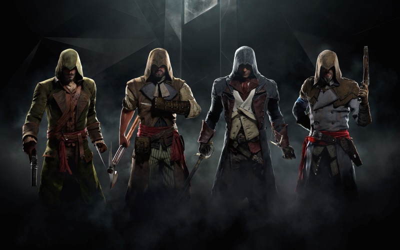 standing, weapon, creed, sport, group Of People, spooky, medieval, work Helmet, assassin, fantasy, conflict, sword, men, combat Sport, power, aggression