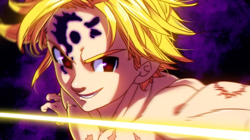 Seven Deadly Sins, Nanatsu no Taizai, fan art, Meliodas (Sin of Wrath), 4K, meliodas, anime boys, red eyes, yellow hair, anime