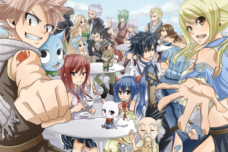 Juvia Lockser, still life, indoors, statue, Gajeel Redfox, Cana Alberona, Fairy Tail, built structure, high angle view, sculpture, Wendy Marvell, Freed Justine