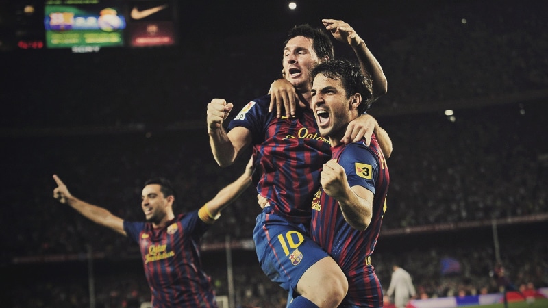 playing Field, emotion, action, rivalry, Messi, sport, 1080P, soccer, competitive Sport, people, stadium, ball, group Of People, Camp Nou, Xavi, males