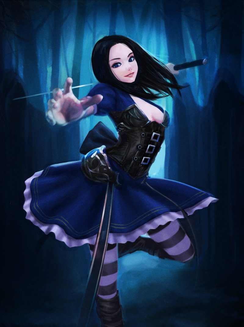 musical instrument, blue eyes, musician, adult, arts culture and entertainment, night, sword, playing, artist, hairstyle, anime, violinist, holding, Alice