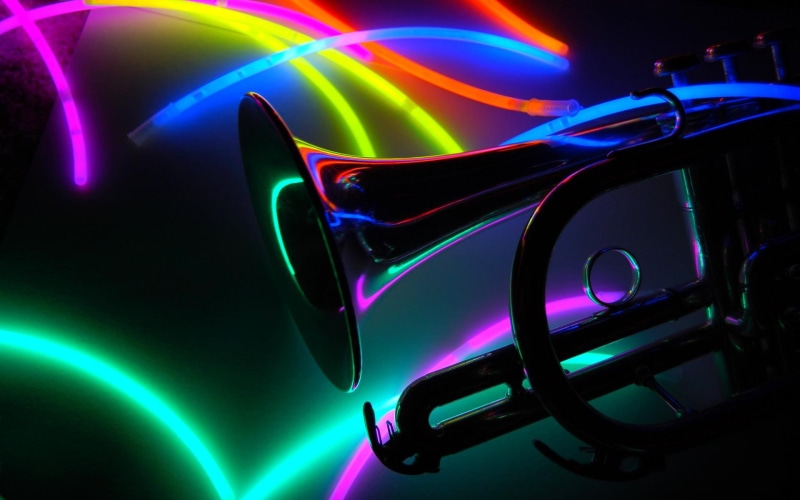 gift, neon, tom, friend, 1080P, tomd, 3d and abstract, trumpet, birthday, friendship