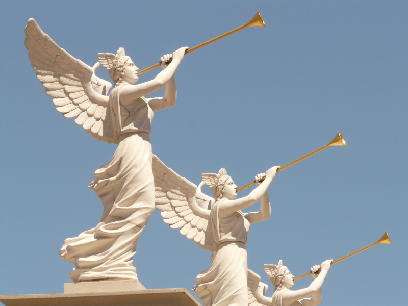 playing, architecture And Buildings, golden, trumpets, wing, monument, built structure, trumpet, travel Locations, architecture, travel destinations, human arm