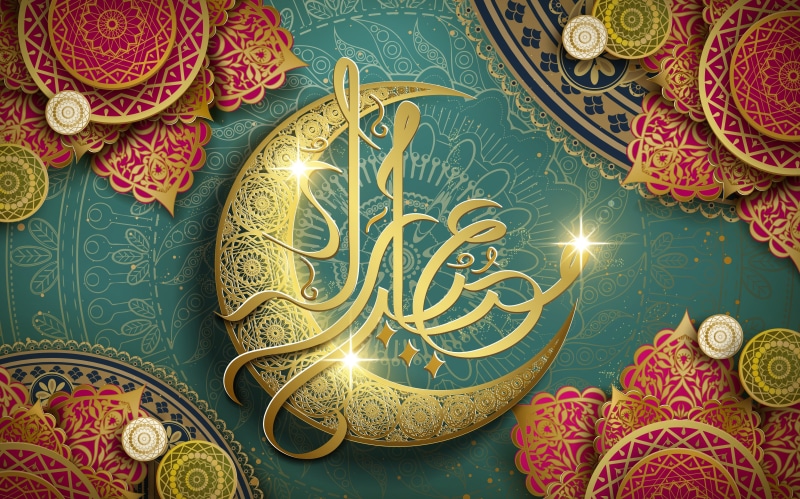 religion, a month, flowers, patterns, 4K, Ramadan