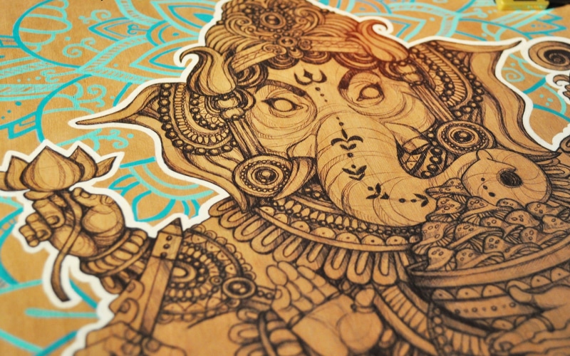 multi colored, no people, floral pattern, Ganesha, animal representation, architecture, backgrounds, Vinayaka, indoors, creativity, Lord, representation