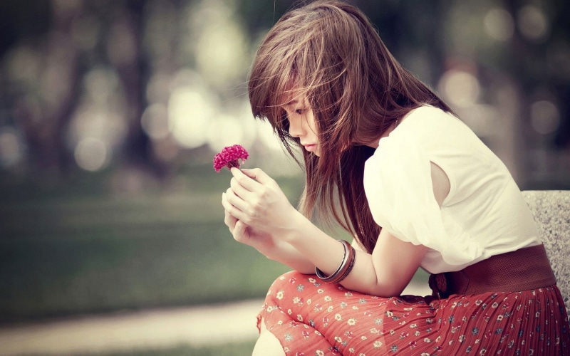 beautyful, woman, girl, sad, 720P, waiting, flower, asian