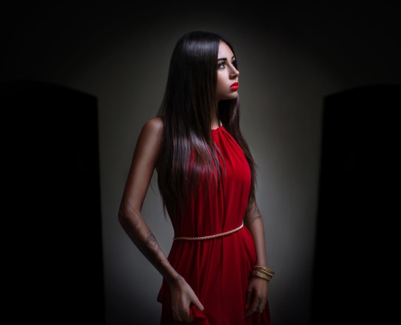 Diana Melison, the beauty, model, girl, Beautyful, Girls, dress, tattoo, Beautiful, red, 1080P
