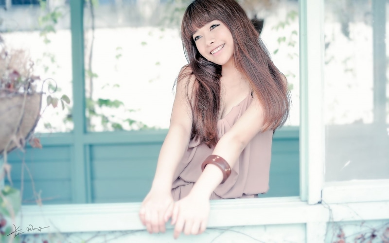 beautyful, asian, brunette, face, woman, 720P, girl, smiling