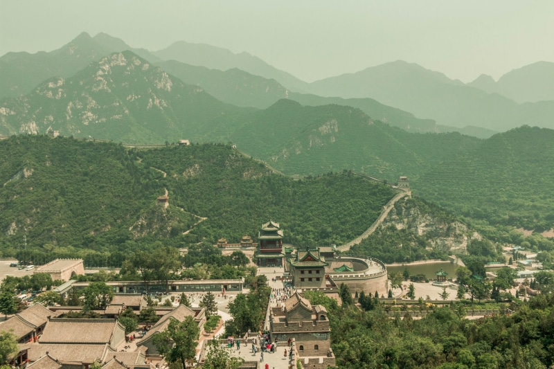plant, mountain range, great, mountain, architecture, 5K, environment, residential district, great wall of china, religion, green color, outdoors, ancient civilization