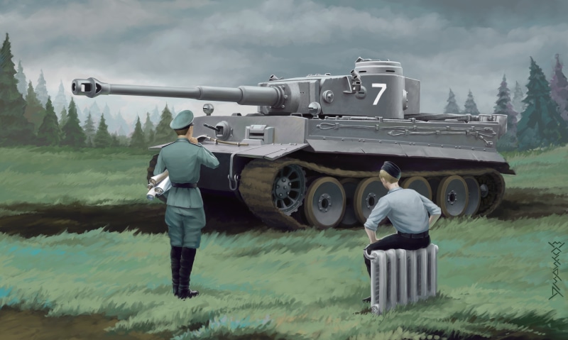 conflict, gray, figure, weapon, outdoors, tanker, transportation, armed forces, nature, real people, men, The second World war, army, Panzerkampfwagen Vl