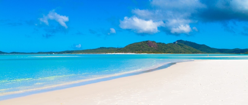 coast, beach, coastal, whitehaven beach, blue sky, outdoors, tranquil scene, travel destinations, blue, idyllic, landscape, sky, nature, ocean, whitsundays