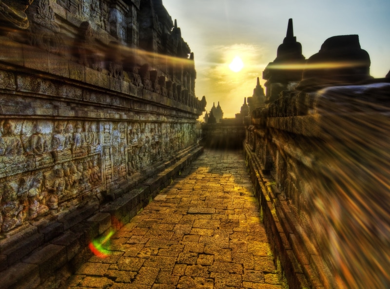 ancient, concrete, diminishing perspective, buddhist, gray, religion, place of worship, sunset, 2K, building, direction, travel destinations, history