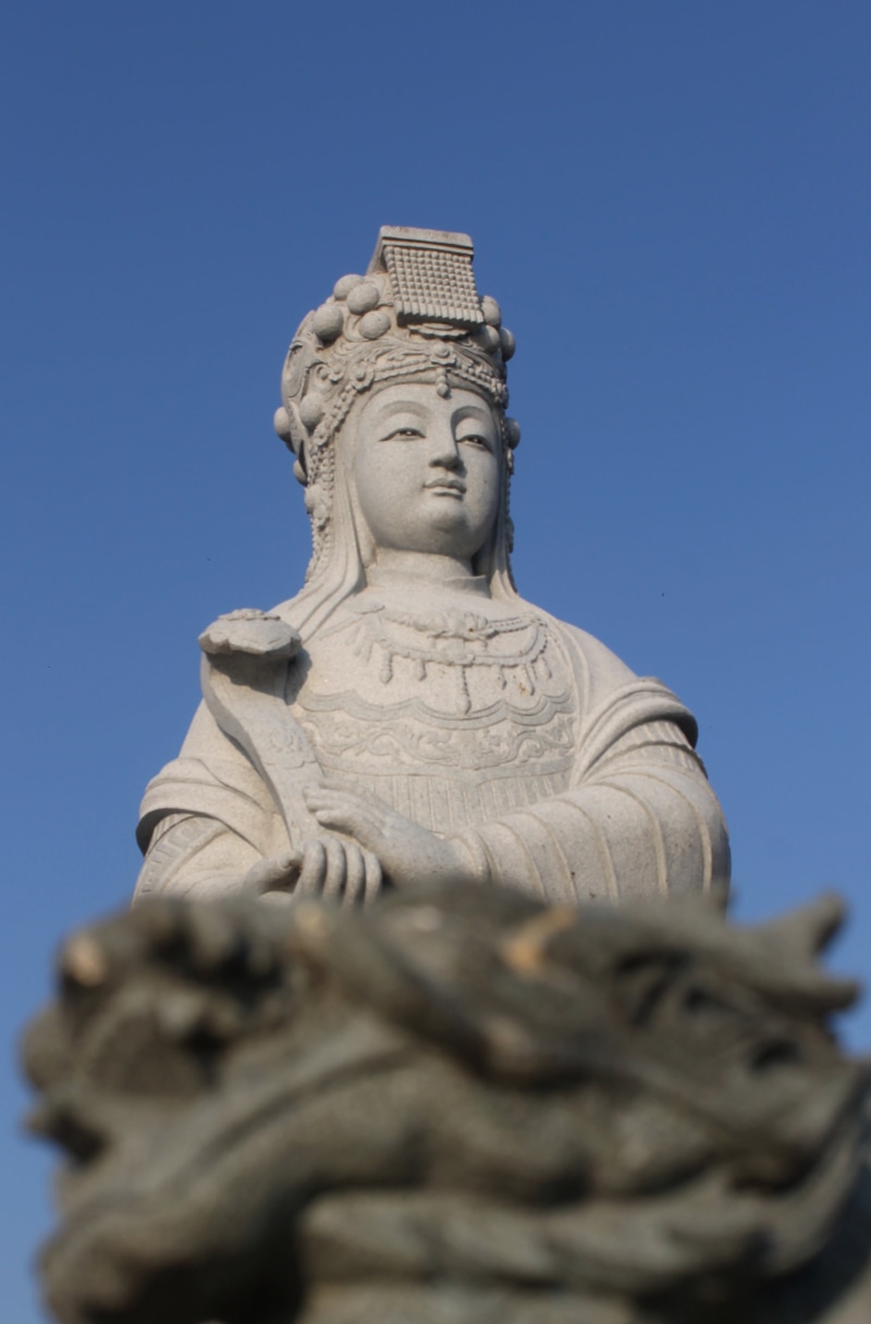 belief, representation, male likeness, blue, sculpture, spirituality, nature, art, klenteng, monument, low angle view, 4K, patung, kediri, clear sky, indonesia
