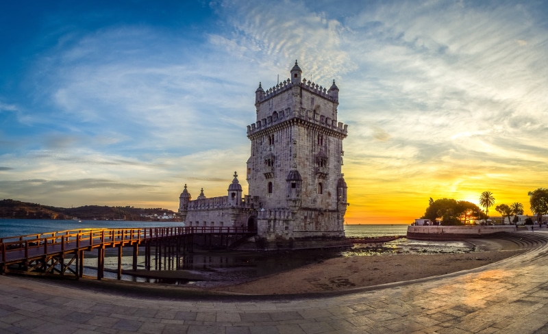 near, tower, architectural, the past, city, sky, lisbon, belém tower, discoveries, building exterior, travel, belem tower, built structure, 8K, tourism