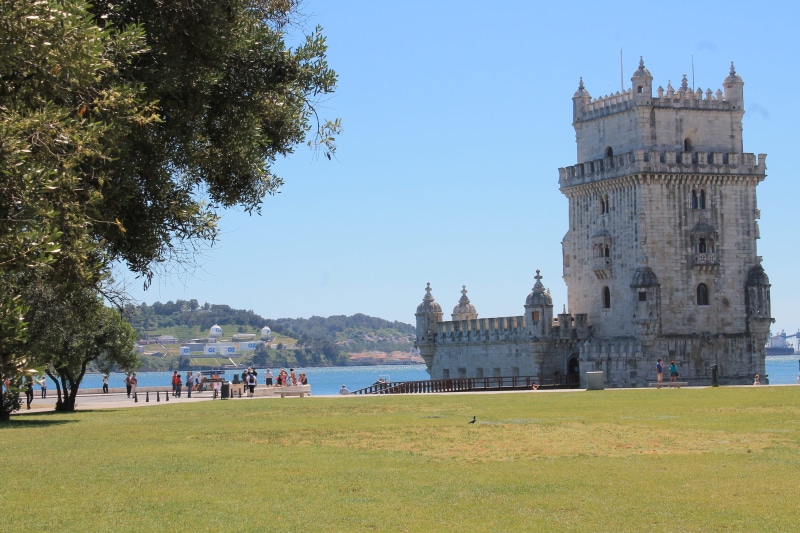 monument, landmark, outdoors, large group of people, 4K, lisboa, tree, attraction, belem, tagus, water, ticket, built structure, historical, tejo, nature
