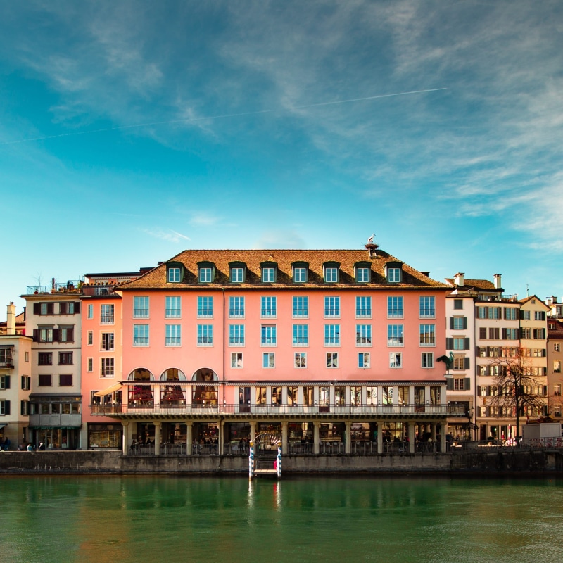 1080P, built structure, canal, urban, residential district, building exterior, river, turquoise colored, switzerland, housing, downtown, day, blue, pink