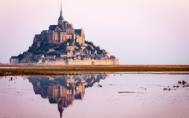 mont saint michel, michel, 1080P, saint, black, castle, mont, landscape, white