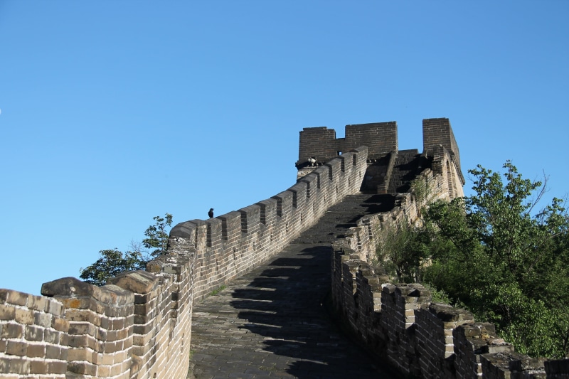 4K, sky, ancient, no people, fortified wall, building exterior, china, beijing, the great wall at mutianyu, copy space, mutianyu, summer, ancient civilization