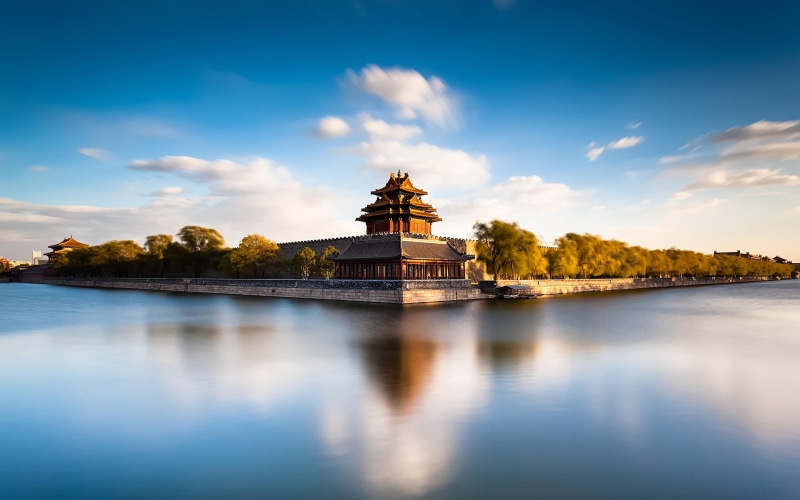 house, forbidden, city, 2K, clouds, trees, cumulus, beijing