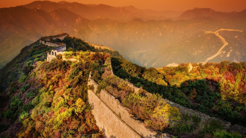 travel destinations, non-urban scene, great wall of china, wilderness, idyllic, road, morning, beijing, ridge, mountain peak, great wall, land, china, 4K