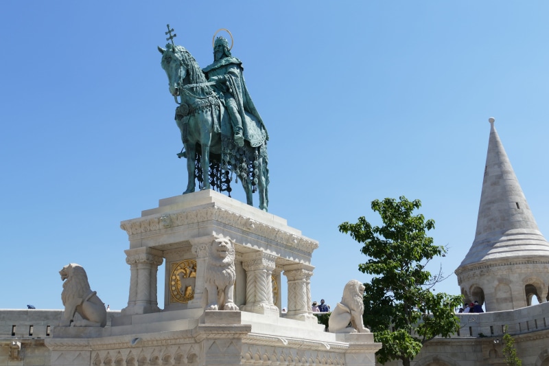 craft, outdoors, male likeness, the past, historically, Hungary, architecture, statue, memorial, history, king, fishermens bastion, Budapest, no people