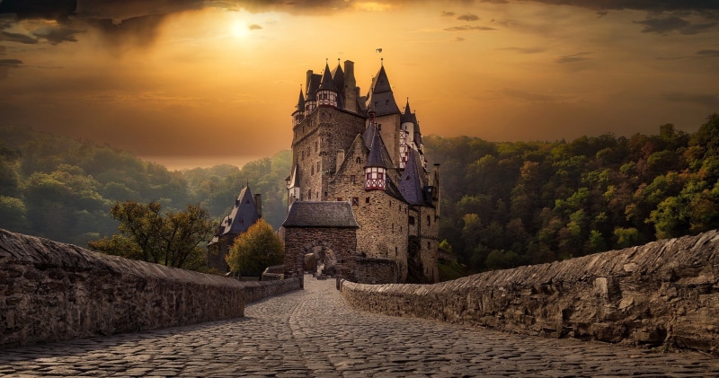 Castle Eltz, building, 1080P, sunlight, castle, Germany, sky