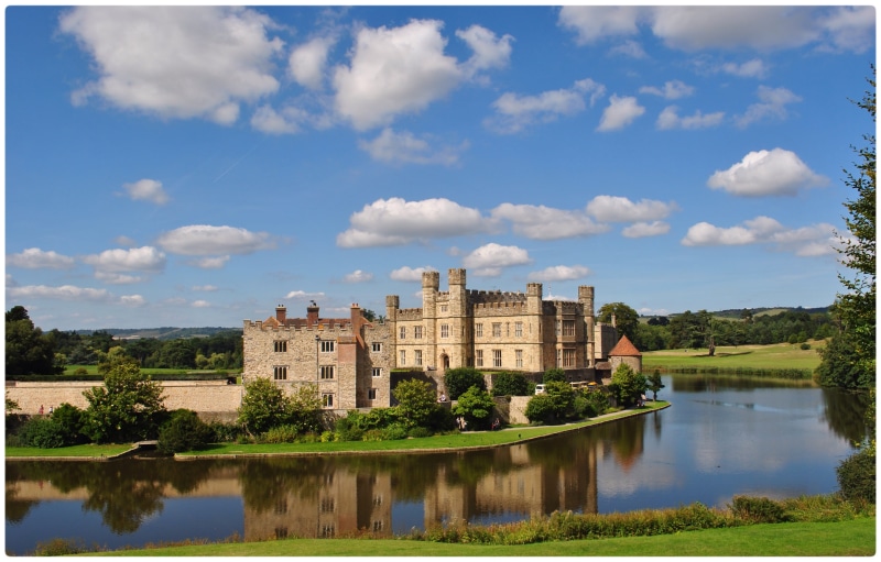 history, nature, no people, fort, united kingdom, lake, moat, pond, plant, daytime, built structure, 4K, leeds castle, architecture, cloud - sky, reflection