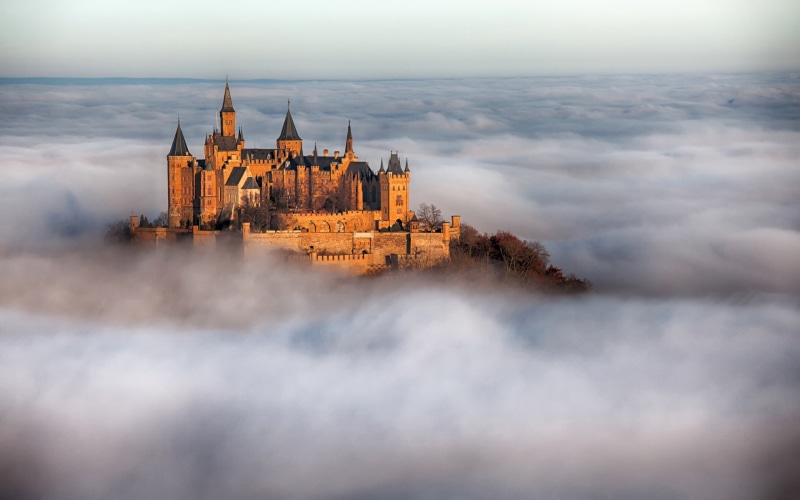architecture, textured effect, spirituality, the past, city, outdoors, mist, sky, day, cloud - sky, no people, building, 2K, travel, castle, religion