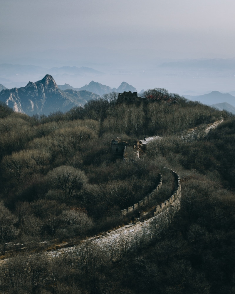 sky, non-urban scene, tranquil scene, beauty in nature, environment, nature, aerial, great, stone, tree, architecture, 2K, beijing, land, travel, wall