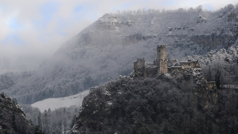 snow, fog, mountain Range, ice, european Alps, ruin, ruins, tourism, beauty In Nature, mist, china - East Asia, castle, covering, abandoned, non-urban scene