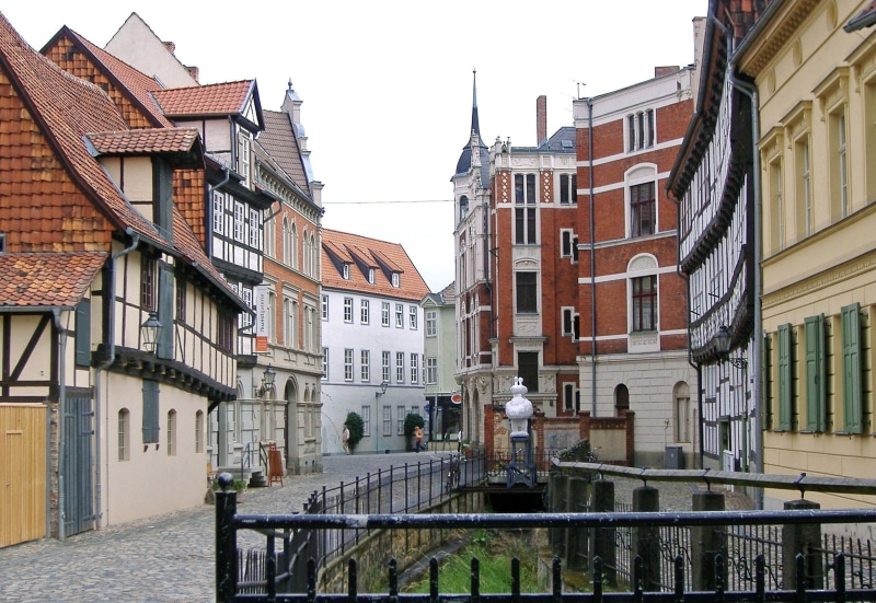 quedlinburg, clear sky, transportation, architecture, unesco, residential district, connection, window, railing, world heritage, saxony-anhalt, homes, town