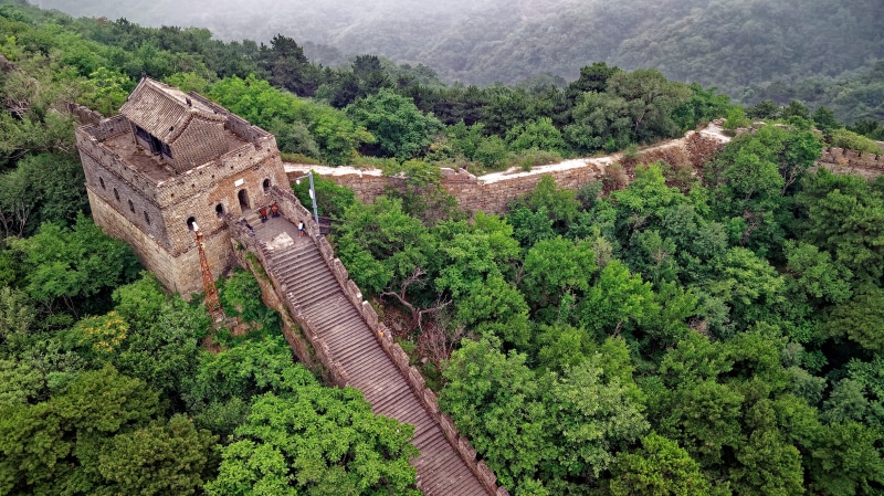built structure, building, plant, ancient, china, birds eye view, growth, reinforcement, high angle view, ancient civilization, day, fortification, tourism