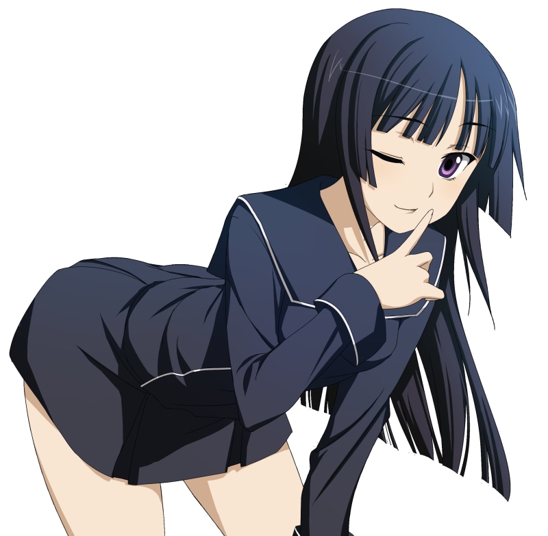 Isayama Yomi, communication, white background, Ga Rei Zero, sexy anime, Anime Vectors, School Uniform, three quarter length, legs, human representation