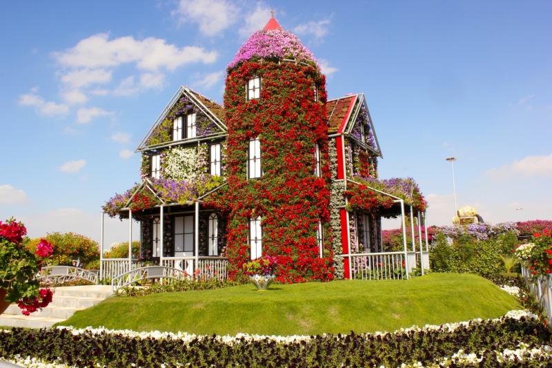 Dubai, United Arab Emirates, design, flowers, UAE, 2K, Miracle Garden, house, lawn