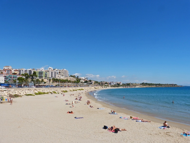 city, blue, travel destinations, 4K, water, nature, summer, sea, architecture, clear sky, beach, outdoors, skyline, tarragona, trip, cityscape, travel