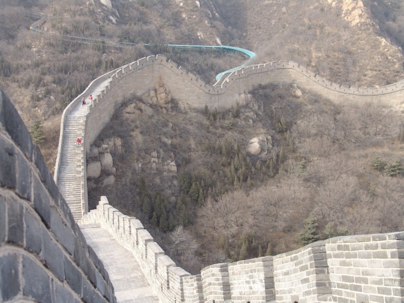 beauty in nature, tourism, tree, travel, asia, nature, wall, chinese empire, defensive walls, unesco, great wall, arch bridge, high angle view, travel destinations