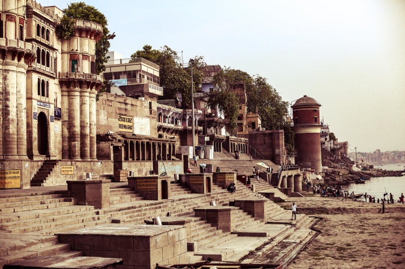 built structure, city, people, ganges river, nature, varanasi, ancient civilization, building, india, old, building exterior, day, no people, tourism, ghat