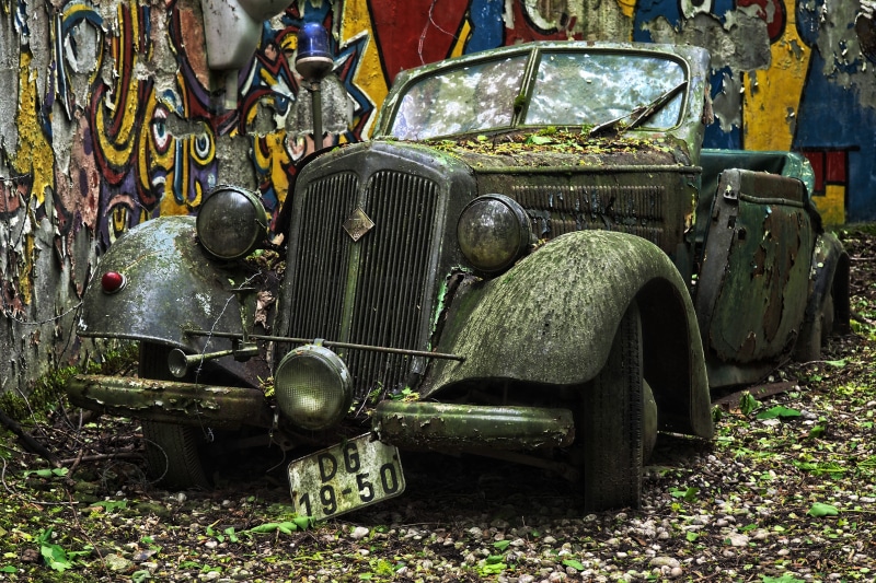 history, pkw, motor vehicle, scrap car, damaged, car cemetery, land, forget, turned off, vehicle, old cars, field, broken, car, lost places, transportation