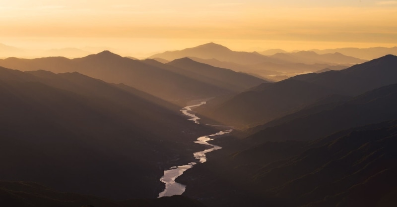 mountain range, silhouette, 720P, sunlight, scenics - nature, white, beauty in nature, non-urban scene, tranquil scene, South Korea, idyllic, tranquility