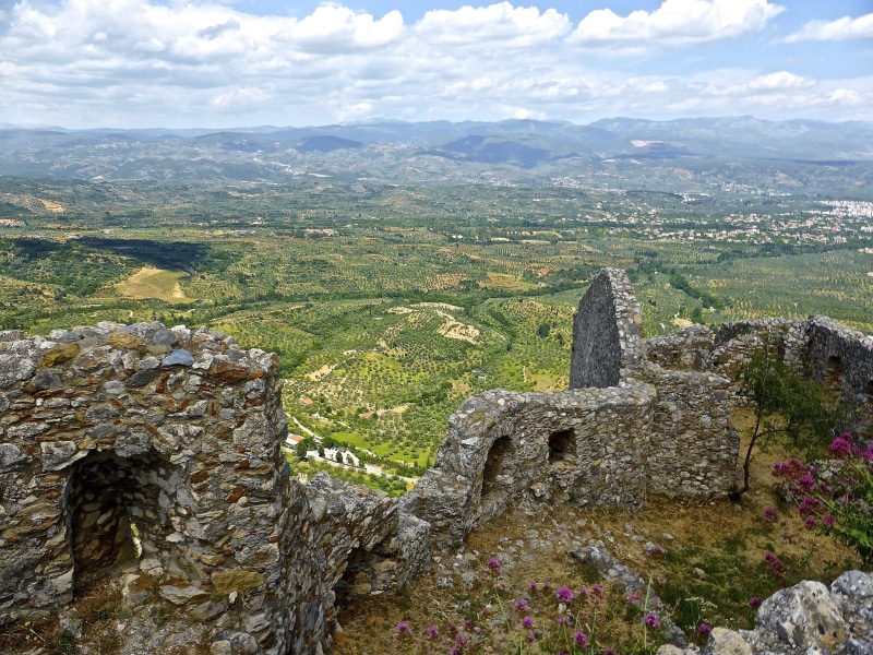 tourism, historical, stone material, castle, Citadel, no people, Mystras, historic, scenics - nature, history, stone wall, landscape, defense, archaeology