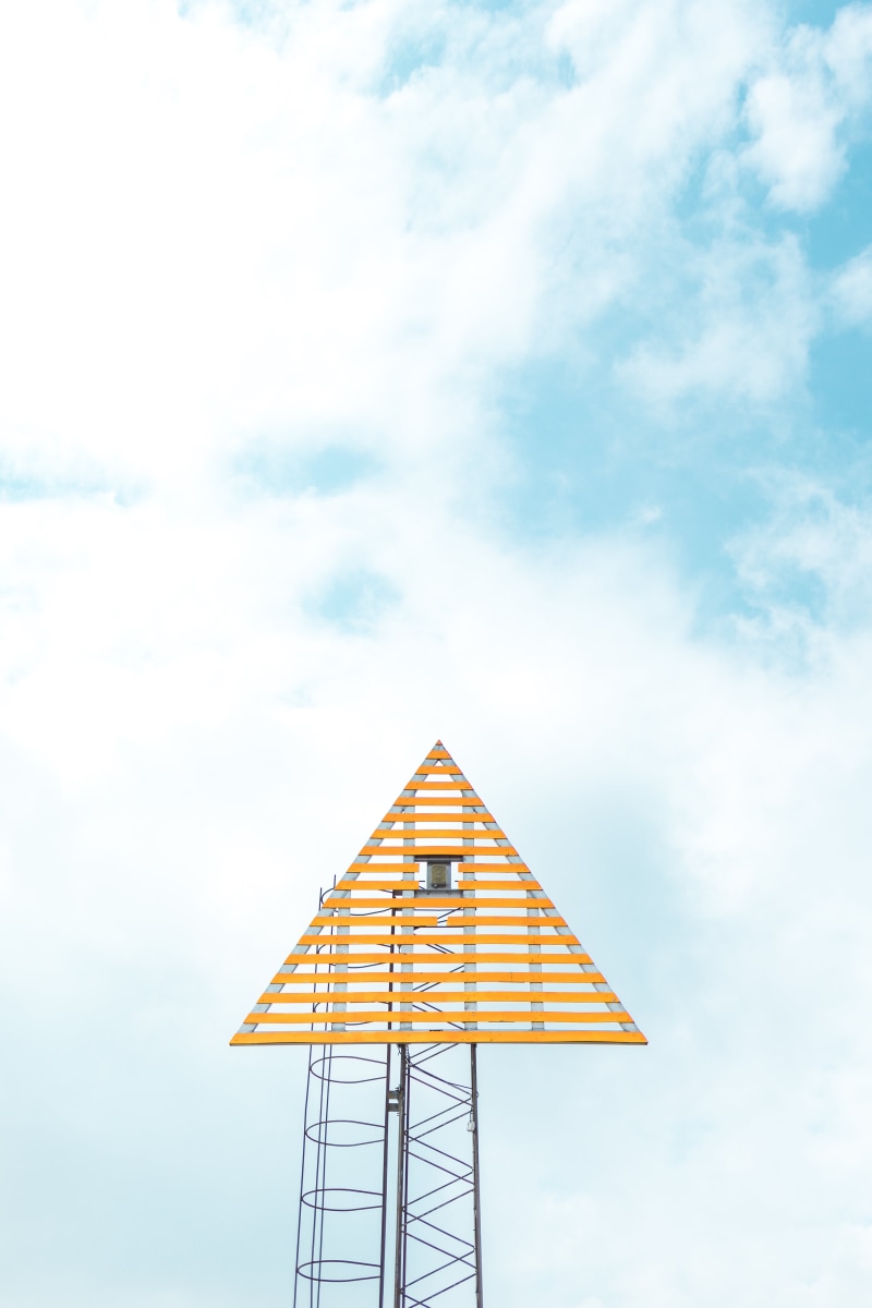 low angle view, security, beauty in nature, nature, 5K, protection, day, high, clouds, safety, tower, cloud - sky, sky, no people, outdoors, ladder, lookout tower