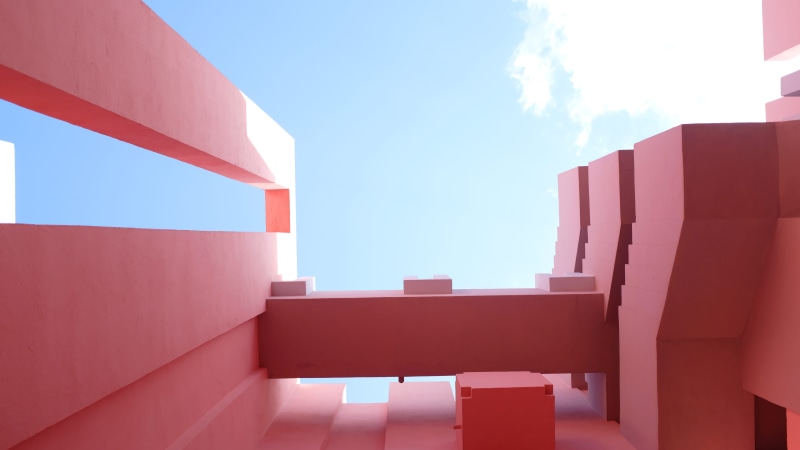 modern, office, cloud - sky, large group of objects, day, red, indoors, sky, nature, built structure, sun, buildings, white, business, bottom, architect