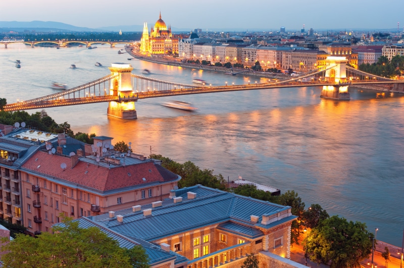 suspension bridge, government, blur, suspension, city, the Danube river, transportation, 4K, bridge - man made structure, bokeh, nature, the city, built structure
