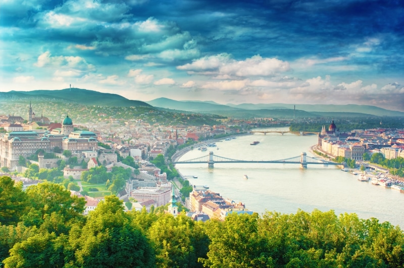 Hungary, clear day, view, travel, summer, the city, bokeh, ., Budapest, blur, my planet, 4K, panoramic view, the Danube river, bridges building homes