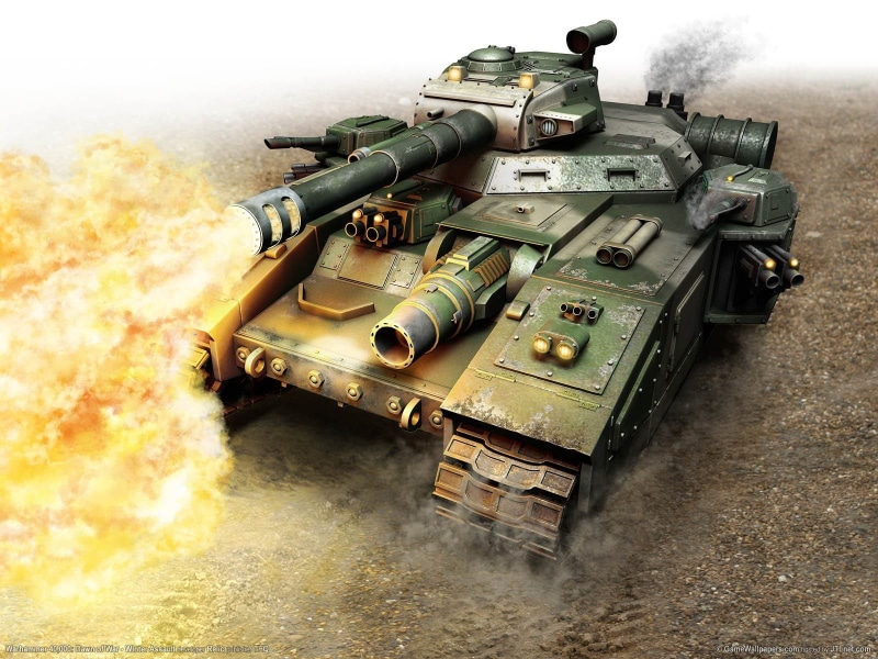gun, violence, day, mode of transportation, machine gun, armored tank, smoke - physical structure, Warhammer 40,000, war, tank, imperial guard, Baneblade